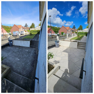 Photo de galerie - Nettoyage du sol et murs 
peinture sur la totalité des murets extérieur 