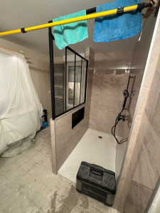 Photo de galerie - Rénovation complète Salle De Bain, plomberie faïence, verrière Placo