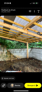 Photo de galerie - Charpente traditionnelle sur poteaux 