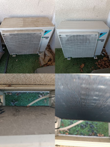 Photo de galerie - Entretien climatisation groupe extérieur 
Condensateur obstrué 