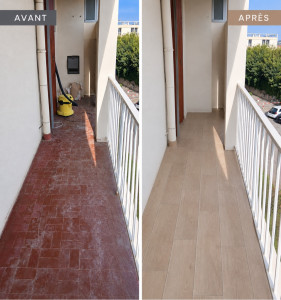 Photo de galerie - Avant Après ->  rénovation d’un balcon 