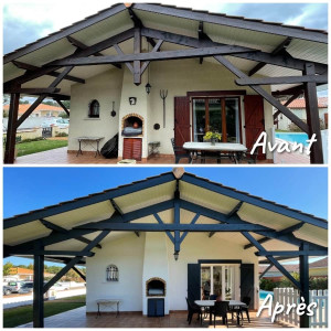 Photo de galerie - Peinture boiseries extérieure avant et après
