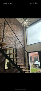 Photo de galerie - Pose de papier peint imitation briques 