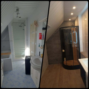 Photo de galerie - Avant et après s'une salle de bain.
