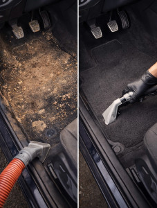 Photo de galerie - Nettoyage intérieur automobile professionnel. Moquettes et tapis par extraction. Résultat propre et soigné.