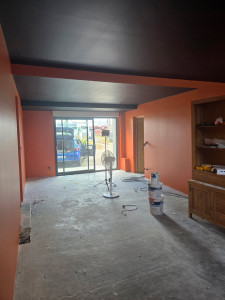 Photo de galerie - Remise à neuf d’une grande pièce, enduit, ponçage, peinture 