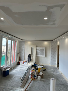 Photo de galerie - Rénovation d’appartements en toile rénove et peinture. préparation du séjour 