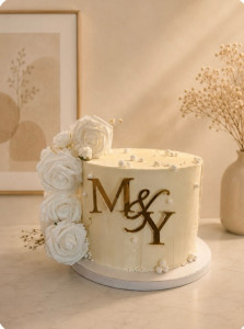 Photo de galerie - Wedding Cake - Mollycake vanille - ganache montée framboise - curd citron - ganache chocolat lait crémeux spéculos et croustillant spéculos 