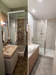 Photo de galerie - Rénovation d’une salle d’eau dans un appartement parisien situé au 19ème arrondissement