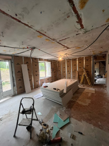 Photo de galerie - Transformation complète d’une pièce avec deux chambres salle de bain WC pour en faire une cuisine salle à manger