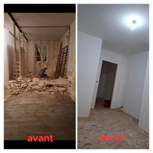 Photo de galerie - Création d'une chambre et d'un dressing ( cloison, plafond,isolation, bande, ratissage,peinture) 