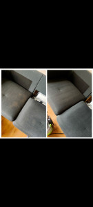 Photo de galerie - Shampouinage canapé taché 
a gauche : avant
a droite : après 
