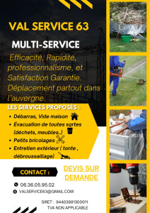 Photo de galerie - LES SERVICES PROPOSÉS : • Débarras, Vide maison • Évacuation de toutes sortes (déchets, meubles..) • Petits bricolages 2s • Entretien extérieur ( tonte, débroussaillage)