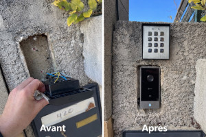 Photo de galerie - Changement d’interphone avec système de digicode pour ouverture/fermeture portail 