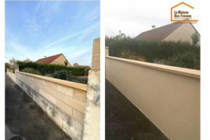 Photo de galerie - Peinture muret devant devant de maison pas fini , résultat et  client satisfait