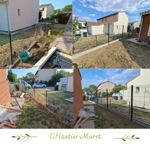 Photo de galerie - Chantier Fonsorbes. Création d'une clôture avec soubassement.
