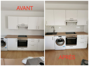 Photo de galerie - Modifications de l'ancienne cuisine et des éléments, changement du plan de travail et réinstallation induction et évier 