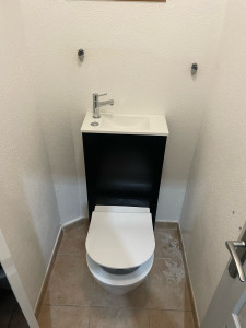 Photo de galerie - Remplacement wc standard par un wc suspendu avec lave main sur le réservoir 