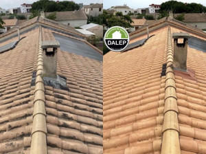 Photo de galerie - Voici une réalisation sur cette toiture avec application d’un produit fongicide préventif est curatif D’Alep 2100 ✅?