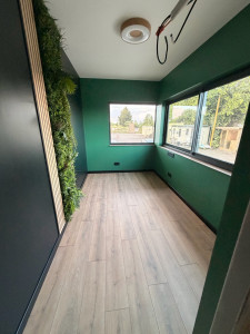 Photo de galerie - Réalisation d’un bureau, pose de plaque de plâtre , bande , peinture , sols  