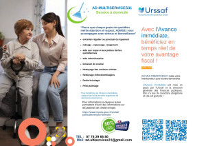 Photo de galerie - AD Multiservices 31 vous propose des services de ménage, entretien du domicile, repassage, rangement et préparation de repas à domicile.
Sérieuse, professionnelle et à l’écoute, je m’adapte à vos besoins, ponctuellement ou régulièrement.
? Toulouse 
