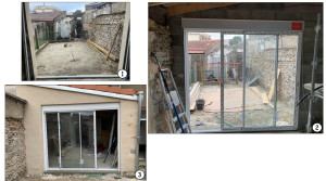 Photo de galerie - Montage et pose en tunnel d'une baie vitrée avec volet 