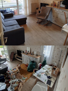 Photo de galerie - Nettoyage d'un logement insalubre 
Encombrants - puce de lits - déchets animals - désinfection - débarras et nettoyage.
