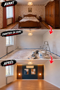Photo de galerie - Detapissage lissage enduit mise en peinture & décoration 