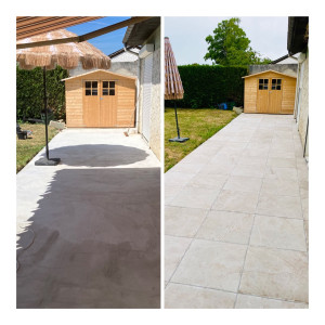 Photo de galerie - Réalisation d’un terrasse extérieure en 60x60
