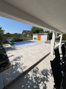 Photo de galerie - Pose de dalle sur plot 