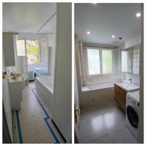 Photo de galerie - Avant / après rénovation complète d'une salle de bain