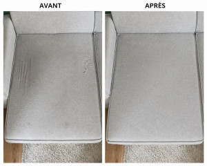 Photo de galerie - Avant/après d'un canapé à l’appui, chaque nettoyage est réalisé avec soin pour un résultat impeccable