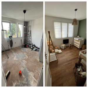 Photo de galerie - Détapisser + pose de lame PVC + pose de fibre + peinture 