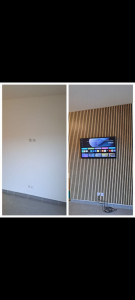 Photo de galerie - Fixation panneaux et tv mur