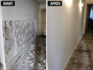 Photo de galerie - Plâtrage du mur. 