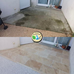 Photo de galerie - Pose de travertin extérieur 