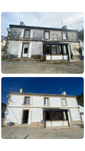 Photo de galerie - Avant & Après le revêtement de peinture sur façade.