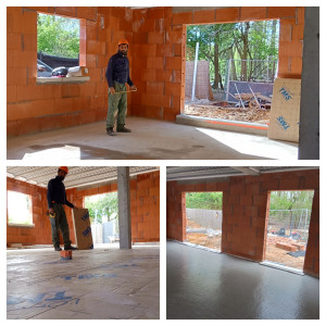 Photo de galerie - Réalisation d’une isolation de sol avec pose de panneaux TMS, suivie de la mise en œuvre d’une chape flottante.