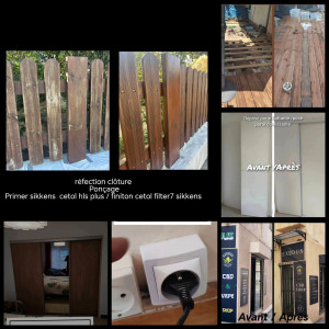 Photo de galerie - Multiservices, réfection clôture , pose portes coulissantes,  remplacement prises, luminaire..,  fixation devanture magasin.....
