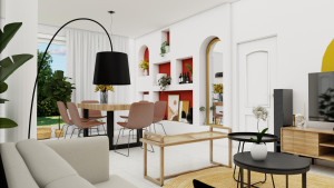 Photo de galerie - Notre projet de rénovation aux Monts-d'Or a transformé une pièce de vie en un espace chaleureux, lumineux et parfaitement défini.