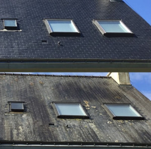 Photo de galerie - Nettoyage toiture ardoise 
