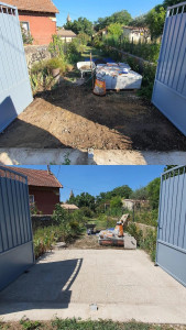 Photo de galerie - Réalisation d'un dallage pour éviter aux chiens de creuser 