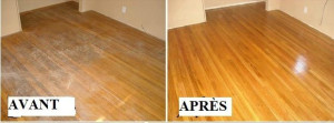 Photo de galerie - Ponçage et vitrification de parquet.
Avant/après 