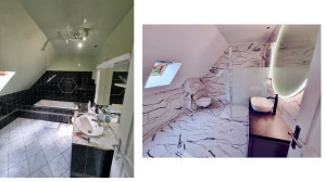 Photo de galerie - Rénovation de la salle de bain (avant et après travaux)