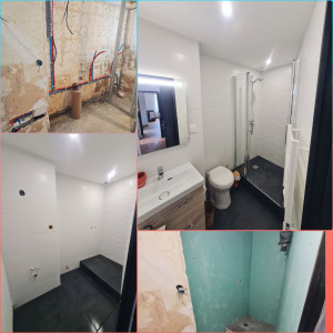 Photo de galerie - Création salle de douche de A à Z 
Placo, Peinture, Électricité, Carrelage, Plomberie, VMC 