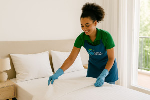 Photo de galerie - Changement du linge de lit et des serviettes

Rechargement des consommables (savon, papier toilette, etc.)

