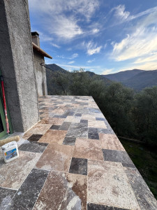 Photo de galerie - Travertin pose en mosaïque 