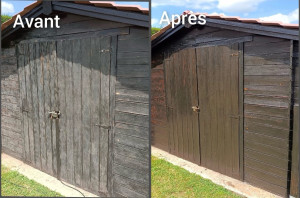 Photo de galerie - Remise en peinture d’une Lazure sur un Chalet