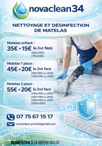 Photo de galerie - Nettoyage de matelas : élimination des taches, des acariens, des bactéries, de la poussière et des mauvaises odeurs grâce à un nettoyage en profondeur, pour un matelas plus propre, plus sain et plus hygiénique.