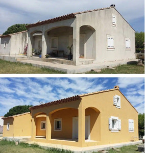 Photo de galerie - Nettoyage des Facade et mise en peinture avec station airless peinture de marque Caparolle